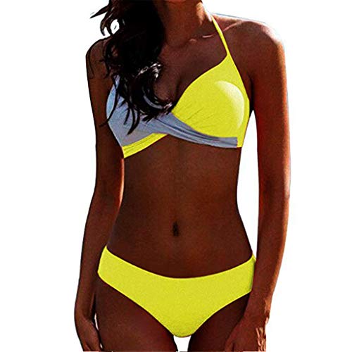 CheChury Bikinis Mujer 2021 Push Up Halter Bikini Traje de baño Acolchado Bra Tops y Braguitas Bikini Sets Talla Grande Bañador Vacaciones