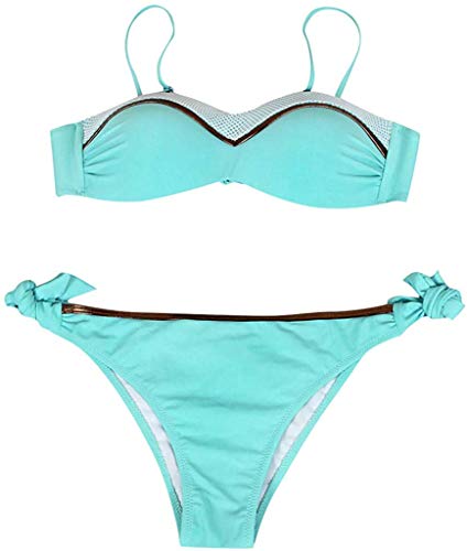 CheChury Mujer Conjunto de Bikini Dos Piezas Traje de Baño Mujer Sexy 2020 Push-up Sujetador Bañador Anudado de Color Brillante Bañadores Triángulo Bikinis Brasileños