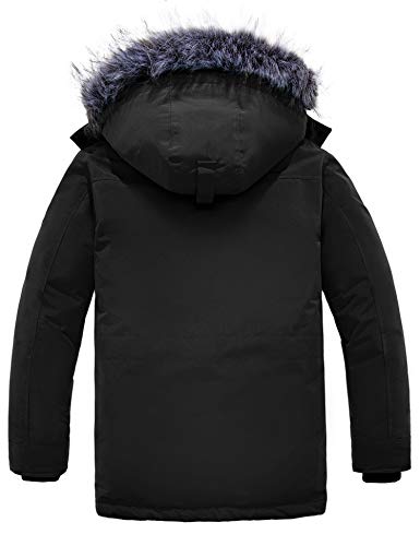 CHIN·MOON Abrigo Cálido Antiviento Chaqueta de Lana Resistente al Agua Chaqueta de Algodón Invierno al Aire Libre Parka Gruesa Capucha Desmontable con Pelo Hombre Negro Small