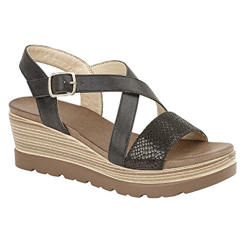 Cipriata - Sandalias Modernas de Tiras Cruzadas y tacón Corrido Clarice para Mujer señora (37 EU) (Gris Metalizado)