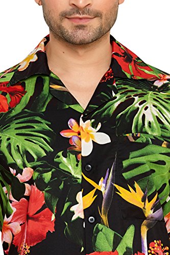 CLUB CUBANA Camisa Hawaiana Florar Casual Manga Corta Ajuste Regular para Hombre L