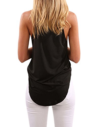 CNFIO Camisetas Tirantes Mujer Blusa Top Sin Mangas Cami Tank Tops De Casual para Mujer Negro-1 EU36-38