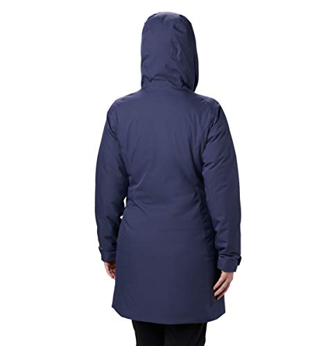 Columbia Autumn Rise, Chaqueta impermeable de longitud media, Mujer, Azul (Collegiate Navy), Talla L