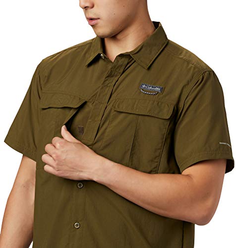 Columbia Cascades Explorer Camisa de Manga Corta, Hombre, Verde (New Olive), L