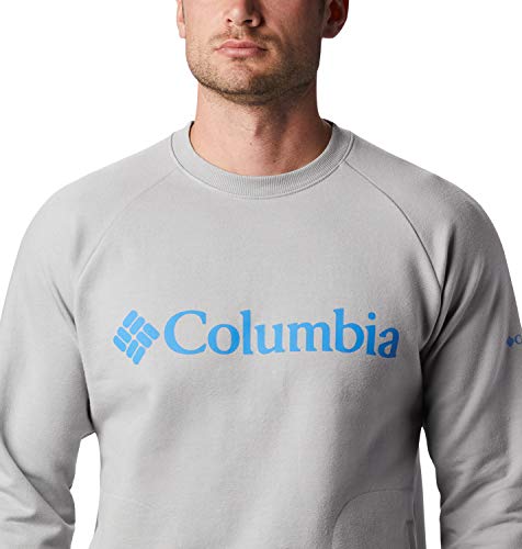 Columbia Lodge Sudadera sin Capucha, Hombre, Gris/Azul (Grey Heather, Azure Blue), XL