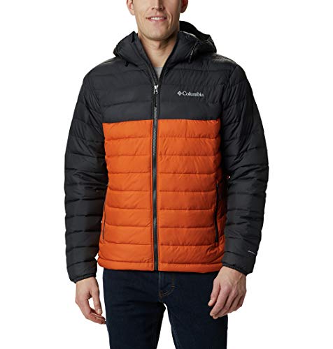 Columbia Powder Lite Chaqueta para Hombre, Naranja, Negro (Harvester, Shark), M