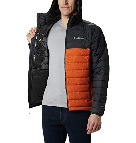 Columbia Powder Lite Chaqueta para Hombre, Naranja, Negro (Harvester, Shark), M