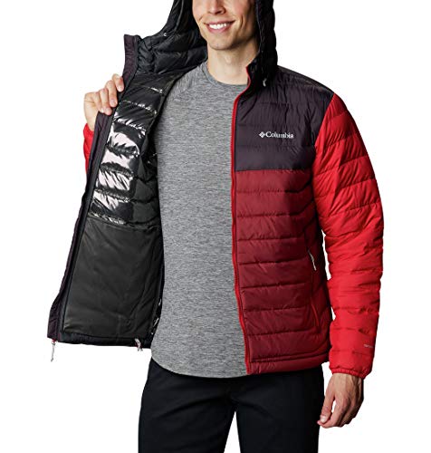 Columbia Powder Lite Chaqueta para Hombre, Rojo, Morado (Red Jasper, Dark Purple, Mountain Red), L