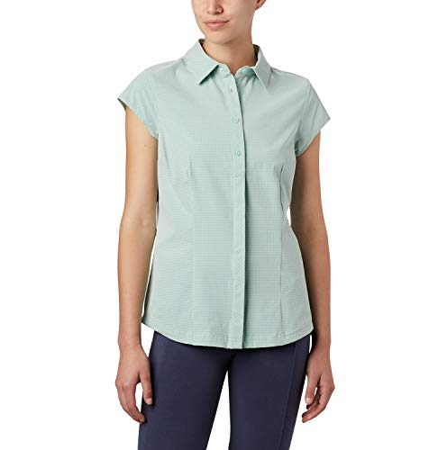 Columbia Saturday Trail II Camisa de Manga Corta Estampada, Mujer, Verde (New Mint End on End Grid), XL