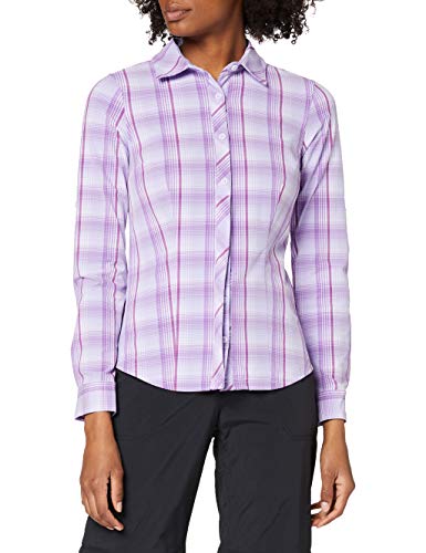 Columbia Saturday Trail Stretch Plaid Long Sleeve Shirt EK0040 Camisa de Manga Larga, Mujer, Morado (Soft Violet), XS