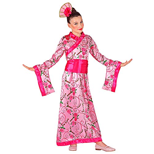 com-four® Kimono en Rosa - Vestido de Traje en Varios tamaños para niños Traje de Kimono con Vestido, cinturón y Accesorios para el Cabello