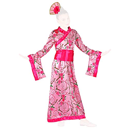 com-four® Kimono en Rosa - Vestido de Traje en Varios tamaños para niños Traje de Kimono con Vestido, cinturón y Accesorios para el Cabello