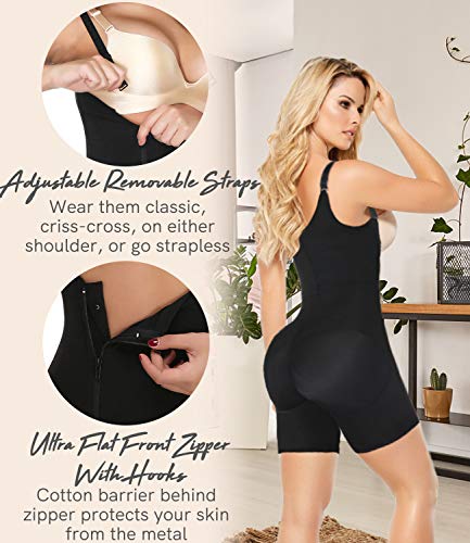 COMFREE Bodies Moldeadores Busto Abierto Faja Reductora Abdomen Body Reductor Sin Costuras Lencería Moldeadora Cómodo Cremallera Body Shaper Adelgazantes Elástico Shapewear para Mujer Negro XL