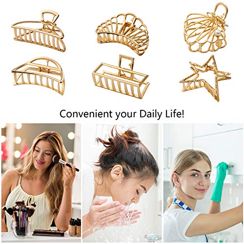 Comius Sharp 6pcs Clips de Pelo de Garra de Metal, Grandes Antideslizantes para Mujeres Niñas Hebillas de Pelo para Sujetar Pelo