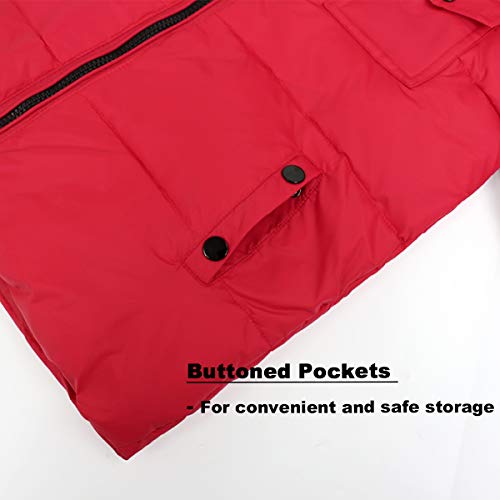 Conjunto de Esquí 2 Piezas Traje de Nieve - Chaqueta con Capucha + Pantalón de Esquí Niños Niñas Traje de Esquí Abrigos de Pluma Pantalones de Nieve de Babero Impermeable, Rojo 18-24 MESI