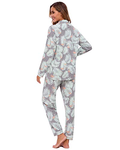 Conjunto De Pijamas para Mujer, Ropa De Dormir con Botones De Manga Larga, Ropa De Dormir Suave para Mujer, Pijamas para Mujer