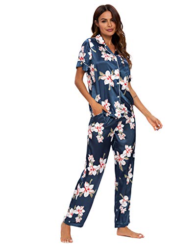 Conjunto De Pijamas para Mujer Ropa De Dormir con Botones Suaves Top Y Pantalones Cortos De 2 Piezas Ropa De Dormir para Mujer Pijamas para Mujer