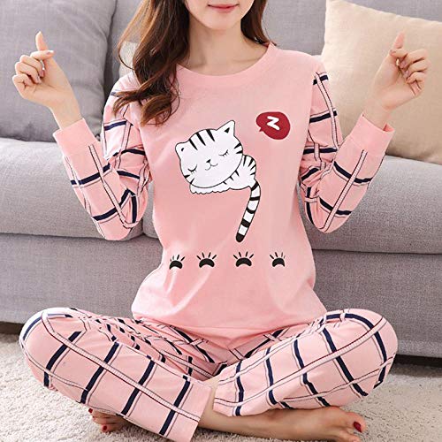 Conjunto de Pijamas para Mujeres Pijamas de Invierno para Mujeres Pijamas Finas de Dibujos Animados Pijamas Impresas Mujeres de Manga Larga Ropa de Dormir Linda CasualMedium