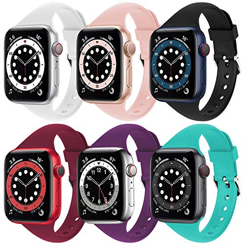 Correa Apple Watch, Correa Compatible con Apple Watch 44 mm 38 mm 42 mm 40 mm, Correa de Repuesto Deportiva de Silicona Suave Ultrafina de Adecuada para Apple Watch SE/iWatch Series 6 5 4 3 2 1