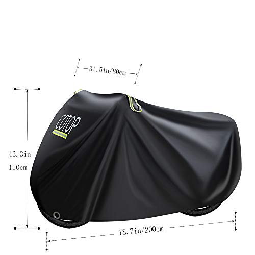 COTOP Funda para Bicicleta, 210T Cubierta Impermeable para Bicicleta Protección UV Anti Polvo Lluvia con Orificios de Bloqueo para Bicicleta de montaña/Bicicleta de Carretera/Bicicleta de Ruta