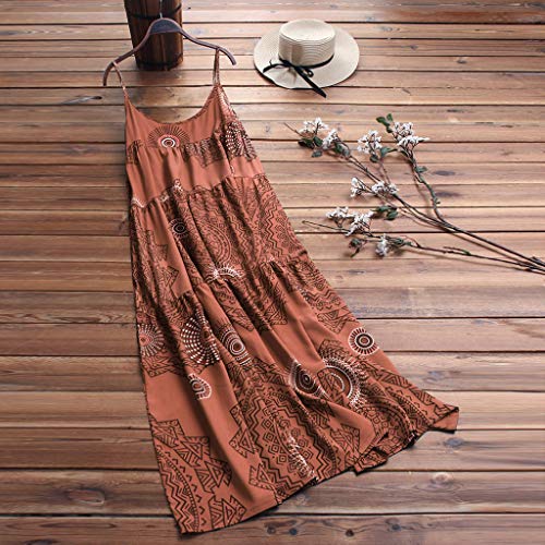 COZOCO Mujer Verano De Playa Vestido De Verano Vestido Verano Mujer Camiseta AlgodóN Casual Tallas Grandes Vestido De Tallas Grandes De Playa(Naranja,EU-46/CN-4XL)