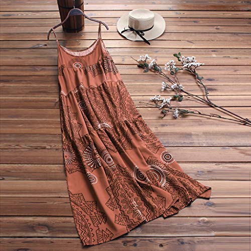 COZOCO Mujer Verano De Playa Vestido De Verano Vestido Verano Mujer Camiseta AlgodóN Casual Tallas Grandes Vestido De Tallas Grandes De Playa(Naranja,EU-46/CN-4XL)