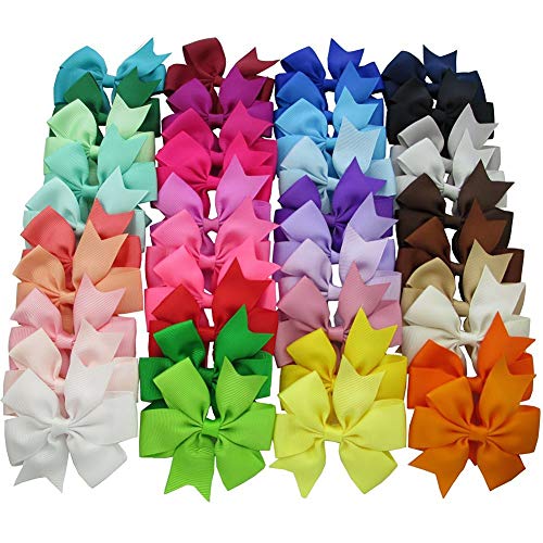 Cozyswan 40PCS Lazos Pelo Niña Color Precioso Pinzas Fuertes Lazos para Pelo (color solo)