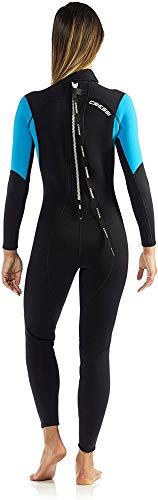 Cressi Morea Lady Monopiece Wetsuit 3mm Traje de Buceo Neopreno, Mujer, Negro/Turquesa/Plata, XL/5