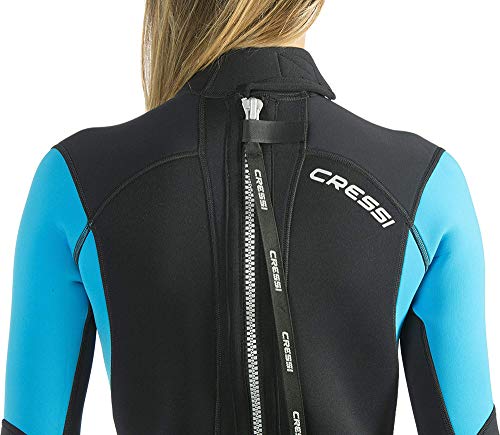 Cressi Morea Lady Monopiece Wetsuit 3mm Traje de Buceo Neopreno, Mujer, Negro/Turquesa/Plata, XL/5