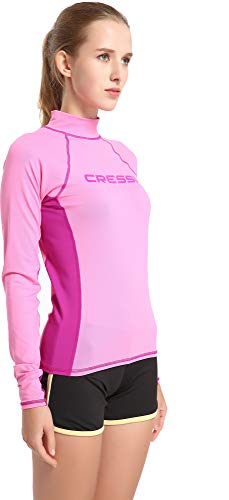 Cressi Rash Guard Lady Long SL Camiseta Mangas Largas, en Tejido Elástico Especial, Protección Solar UV (UPF) 50+, Mujeres, Rosa/Lila, M