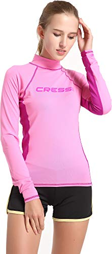 Cressi Rash Guard Lady Long SL Camiseta Mangas Largas, en Tejido Elástico Especial, Protección Solar UV (UPF) 50+, Mujeres, Rosa/Lila, M