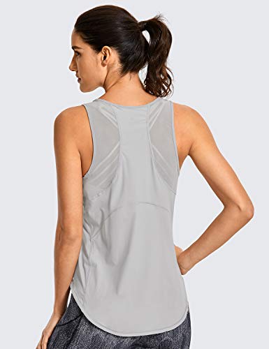 CRZ YOGA Mujer Camiseta de Tirantes de Malla Sin Mangas de Yoga Fitness Deportiva Gaviota Gris 42