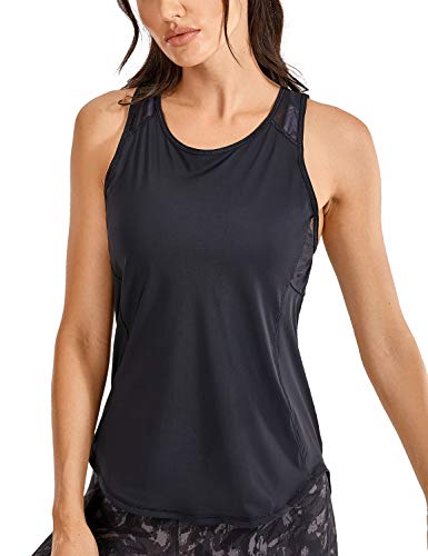 CRZ YOGA Mujer Camiseta de Tirantes de Malla Sin Mangas de Yoga Fitness Deportiva Negro 42