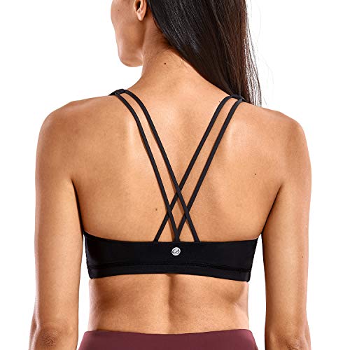 CRZ YOGA - Sujetador Deportivo Yoga Cruzados Espalda Sin Aros para Mujer Negro M