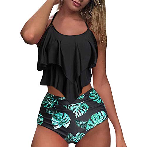 CUPPP Bikinis Mujer 2021 Conjunto de Bikini Push Up Trajes de Baño de 2 Piezas de Cintura Alta Bañador con Cuello Halter Retro Ropa de Playa Sexy Apta para Vacaciones En El Mar Nadando