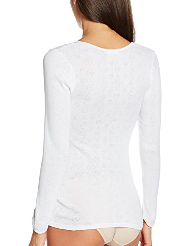 Damart Haut Col Rond Petits Cœurs Thermolactyl Degré 3 Camiseta térmica, Blanc (Blanc), XXL para Mujer