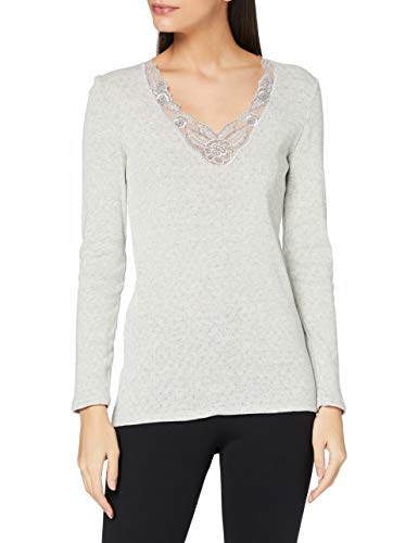 Damart tee Shirt Manches Longues Maille AJOUREE-38988 Ropa Interior, Gris, M Mujer