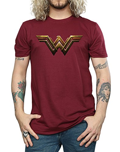 DC Comics Hombre Justice League Movie Wonder Woman Emblem Camiseta Medium borgoña