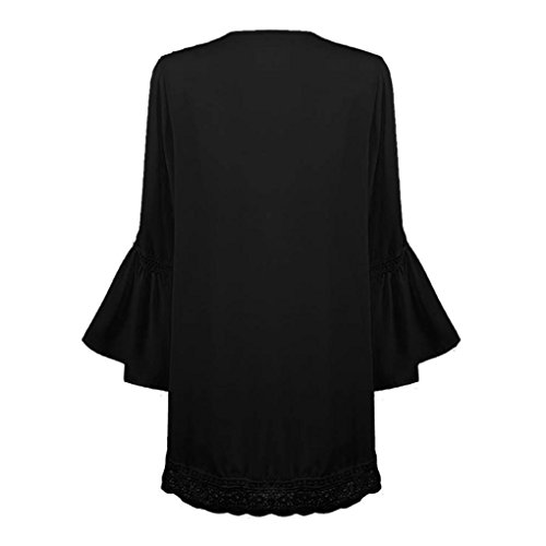 DEELIN CordóN De Gasa Casual De Manga Larga De Encaje De Las Mujeres Suelta Kimono Top 2018 (S, Negro)