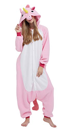 DELEY Unisex Adultos Enterizo de Pijamas Unicornio Ropa de Dormir con Capucha de Cosplay de Anime Carnaval Halloween