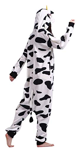 DELEY Unisex Adultos Enterizo de Pijamas Vacas Ropa de Dormir con Capucha de Cosplay de Anime Carnaval Halloween