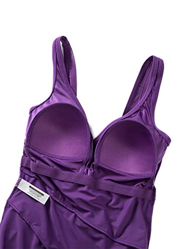 DELIMIRA Bañadores con Relleno Vientre Plano Reductores para Mujer Morado Oscuro 42