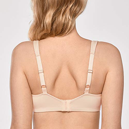 DELIMIRA - Sujetador Reductor Copa Completa con Aros Minimizador para Mujer Beige 90E