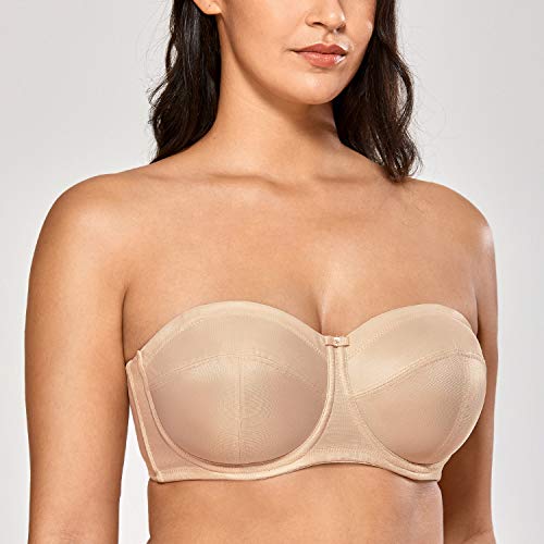 DELIMIRA - Sujetador Sin Tirantes con Aros Sin Relleno Mujer Beige 115C