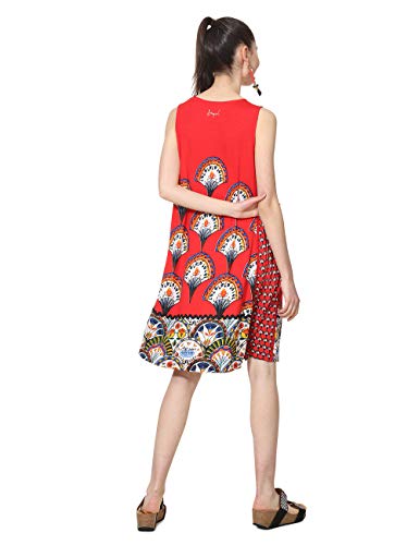 Desigual Abanicos Vento Vestido, Rojo (Rojo Roja 3061), M para Mujer