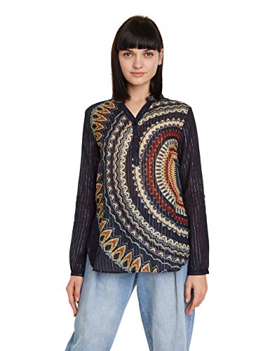 Desigual Blouse Larson Blusas, Azul (Navy 5000), L para Mujer