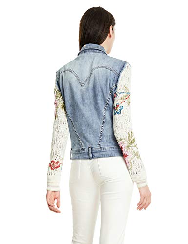 Desigual Chaq_villena Abrigo, Azul (Jeans Claro 5007), 40 (Talla del Fabricante: 38) para Mujer