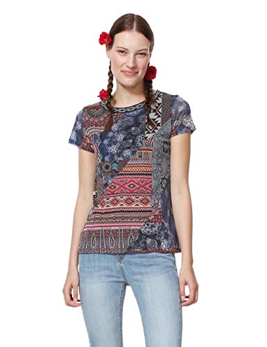 Desigual T-Shirt Short Sleeve Lucia Woman Blue Camiseta, Azul (Navy 5000), XS para Mujer