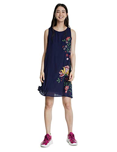 Desigual Vest_Anjou Vestido, Azul (Navy 5000), 48 (Talla del Fabricante: 46) para Mujer