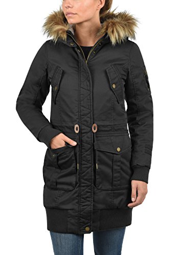 Desires Alma Parka Abrigo Chaqueta De Invierno con Forro De Peluche Y Capucha Efecto Pelo para Mujer con Capucha con Forro Suave De Peluche, tamaño:XS, Color:Black (9000)